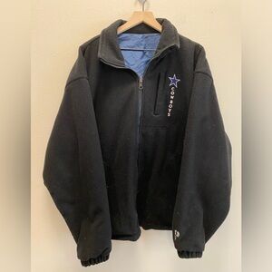 Dallas Cowboys Pro Player Jacket Reversible Fleece Navy Mens Medium Vintage